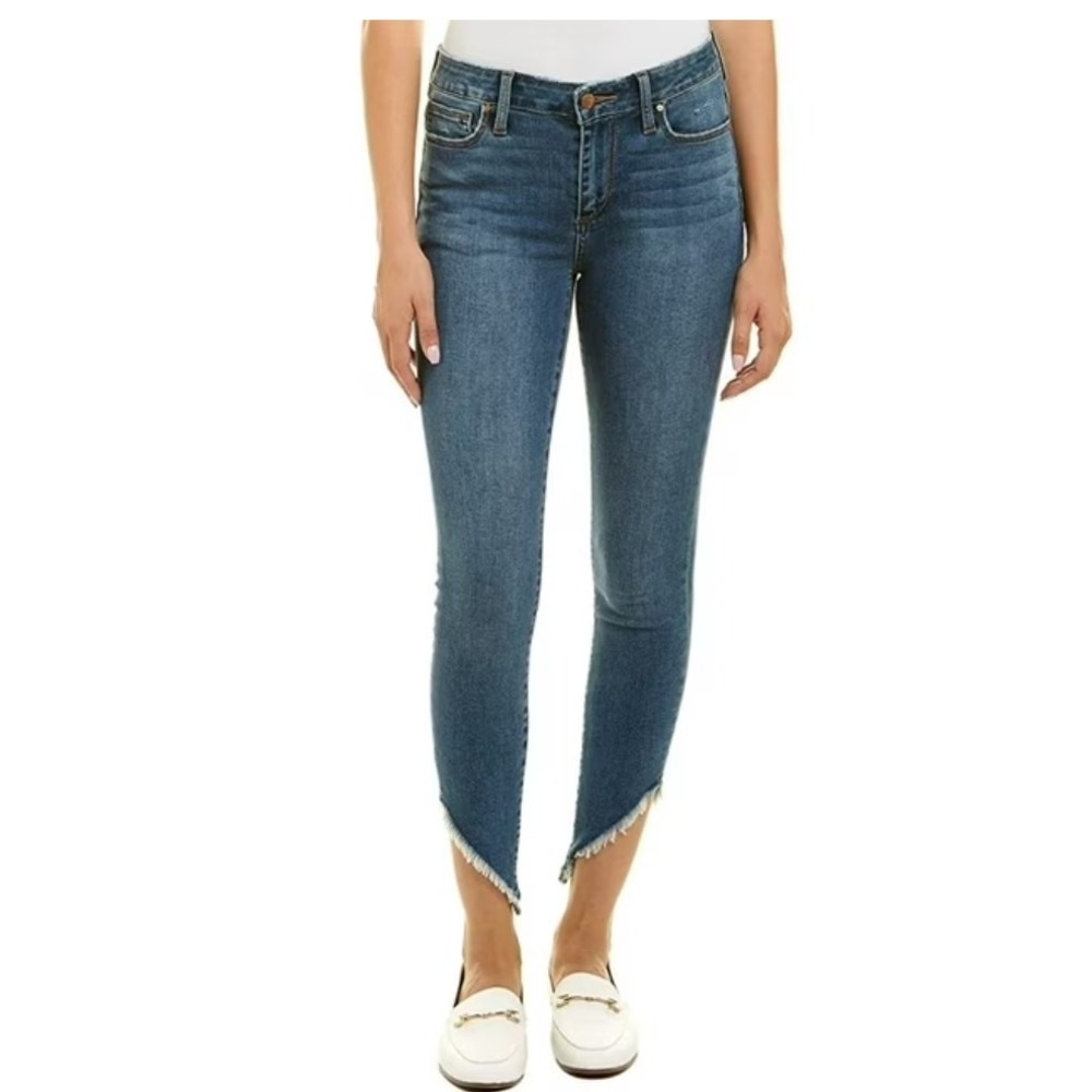 Joes Jeans Womens 25 Ophelia Blue Asymmetric Raw‎ Hem Skinny Distressed